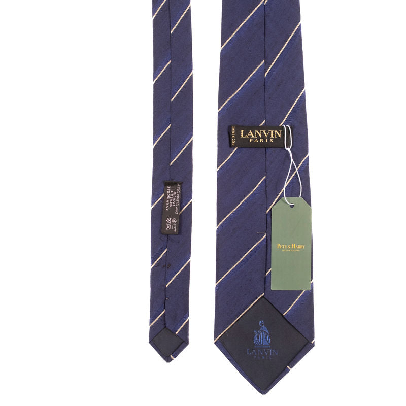 Lanvin Blue Tie with White Stripes