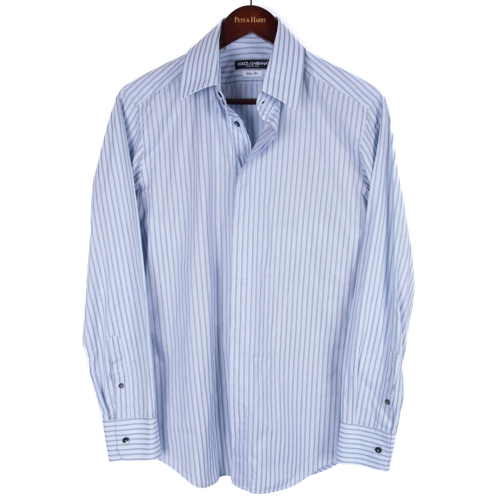 Light Blue Grey Striped Shirt