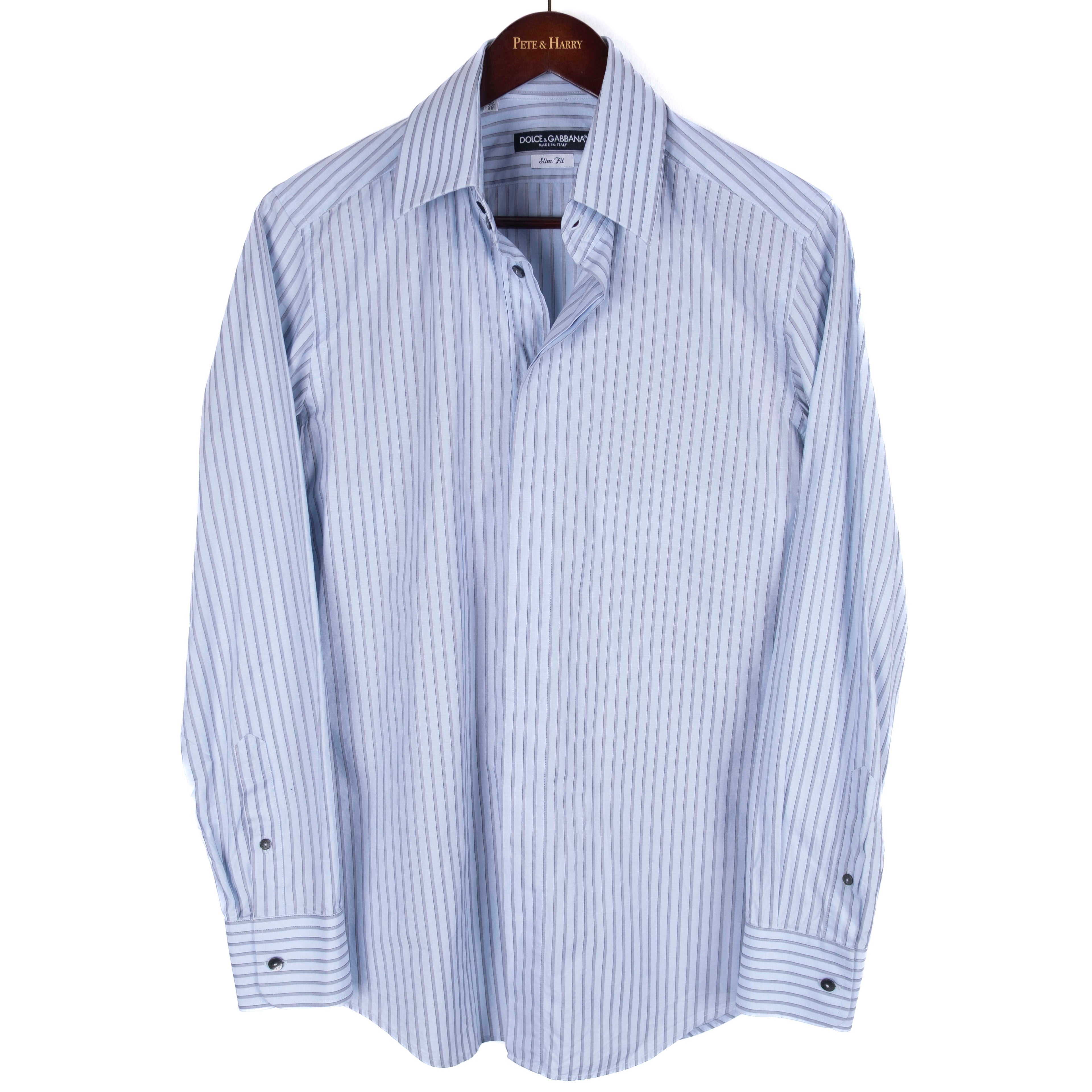 Light Blue Grey Striped Shirt