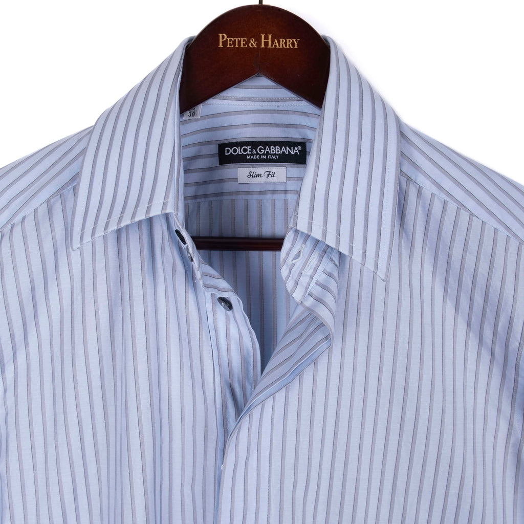 Light Blue Grey Striped Shirt