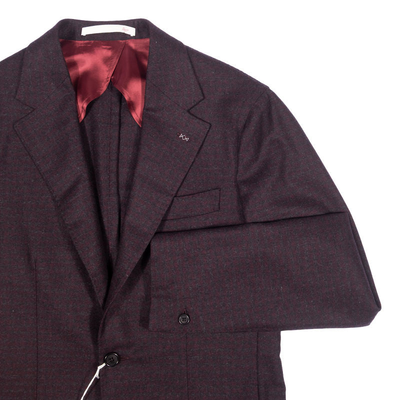 Neapolitan Hand Tailored Brown and Burgundy Check Drapers Flannel Sport Coat Sz 50