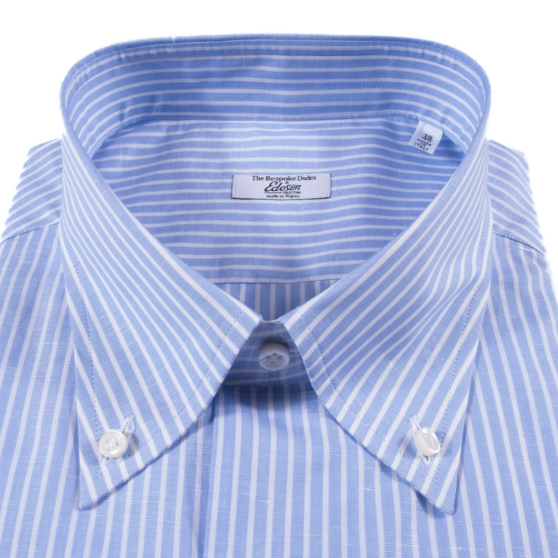 Neapolitan Hand Tailored Blue/White Striped Buttondown Shirt Sz 43