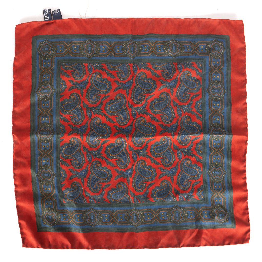 Blue and Red Paisley Pocket Square