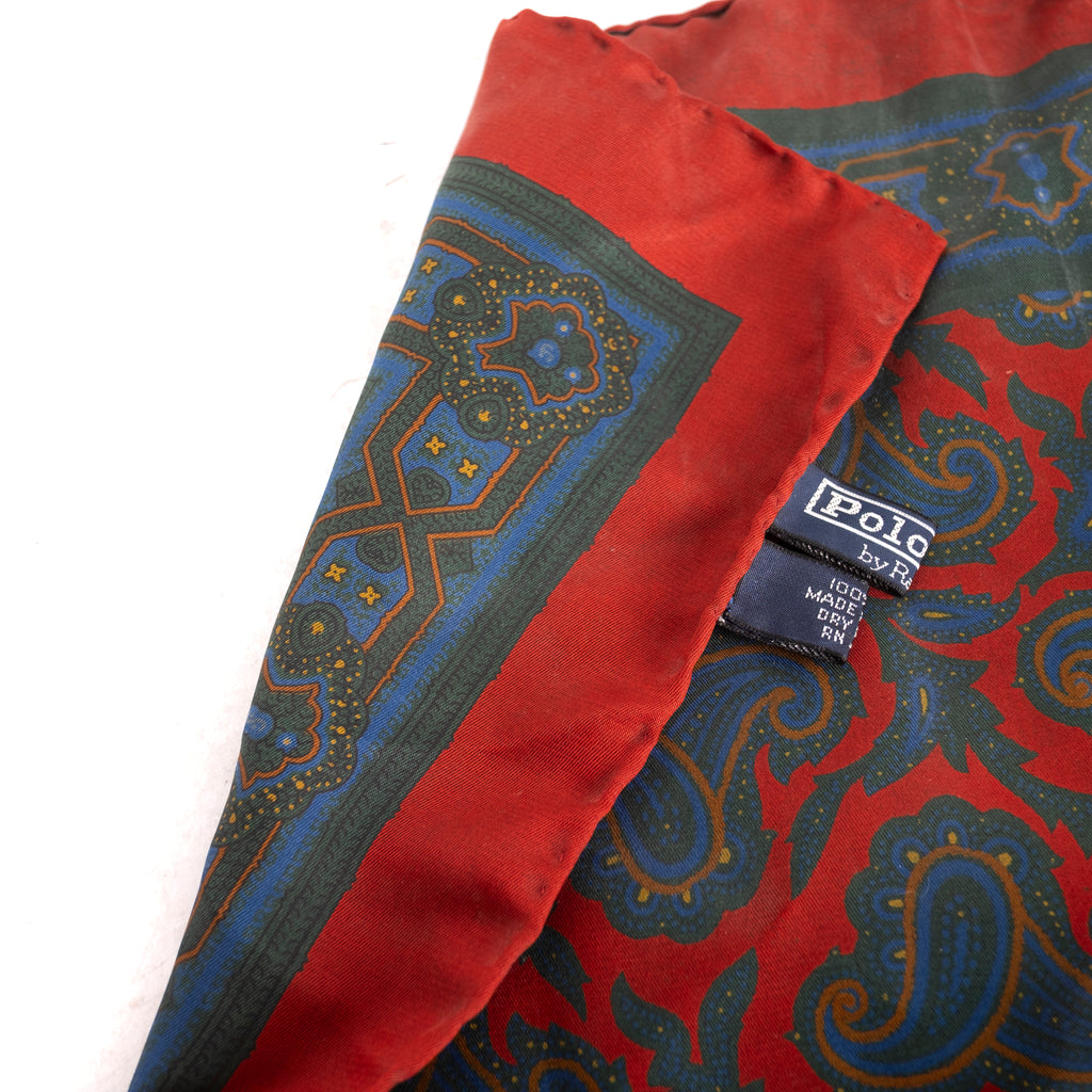 Blue and Red Paisley Pocket Square
