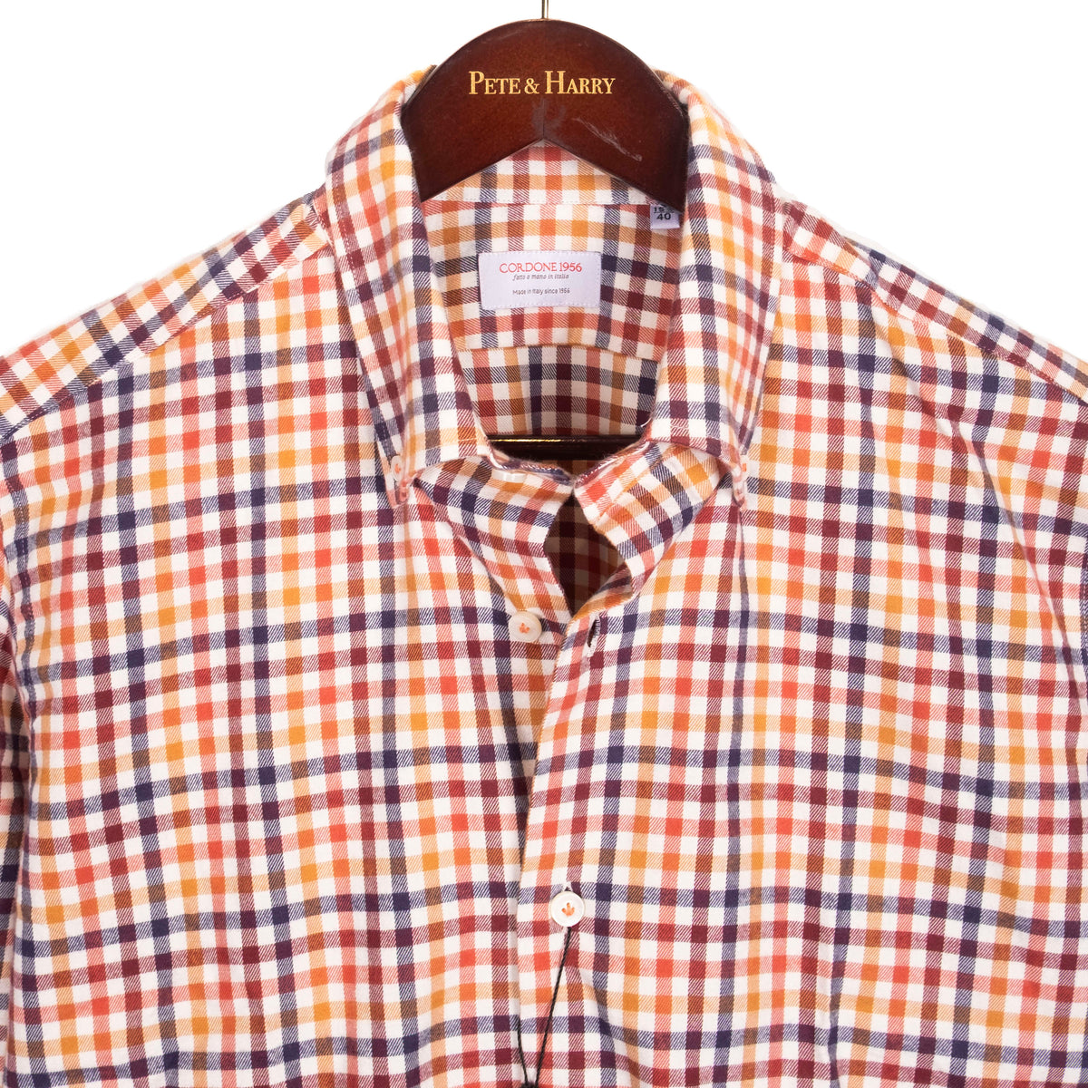 Red, Blue and Orange Gingham Buttondown Shirt