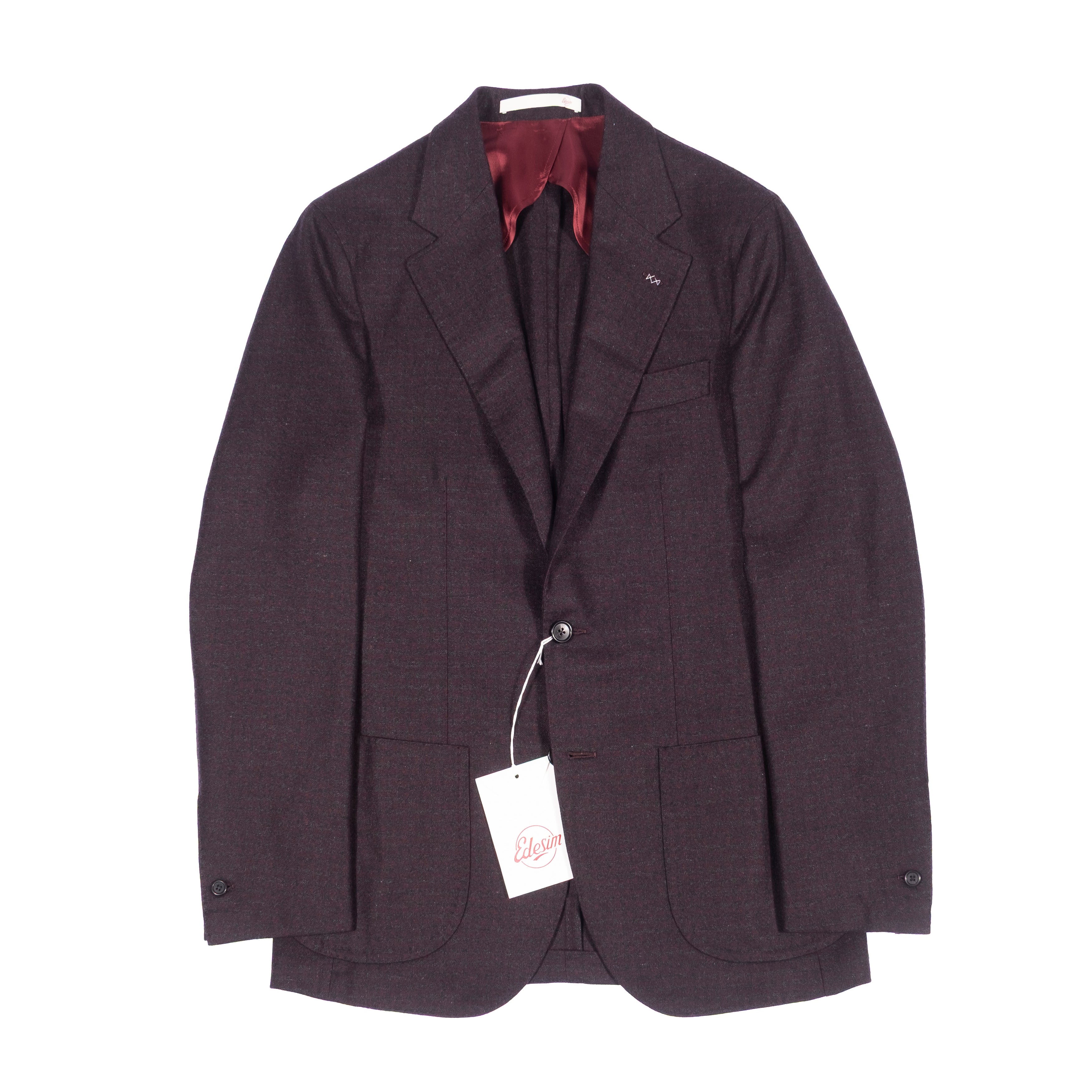 Neapolitan Hand Tailored Brown and Burgundy Check Drapers Flannel Sport Coat Sz 46