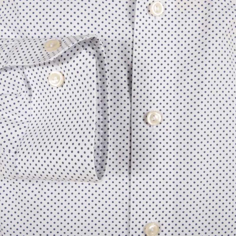 Eton Shirt - White with Navy Dots