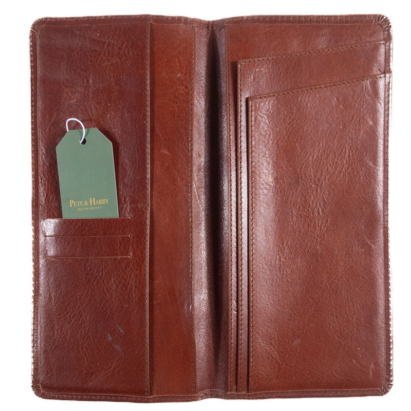 Brown Leather Wallet/Passport Cover with Paisley Lining