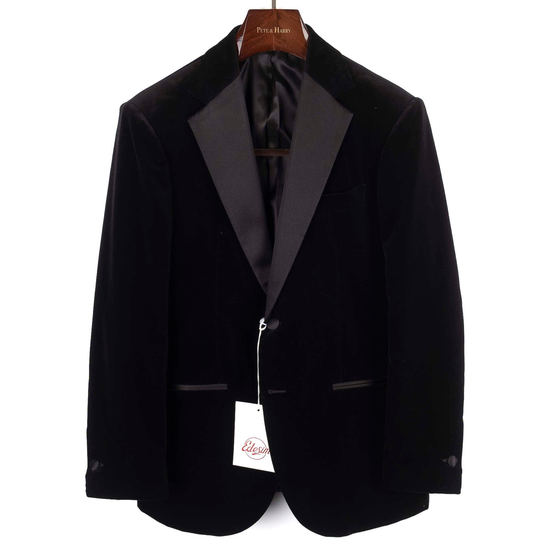 Neapolitan Hand Tailored Black Velvet Tuxedo Dinner Jacket Sz 52