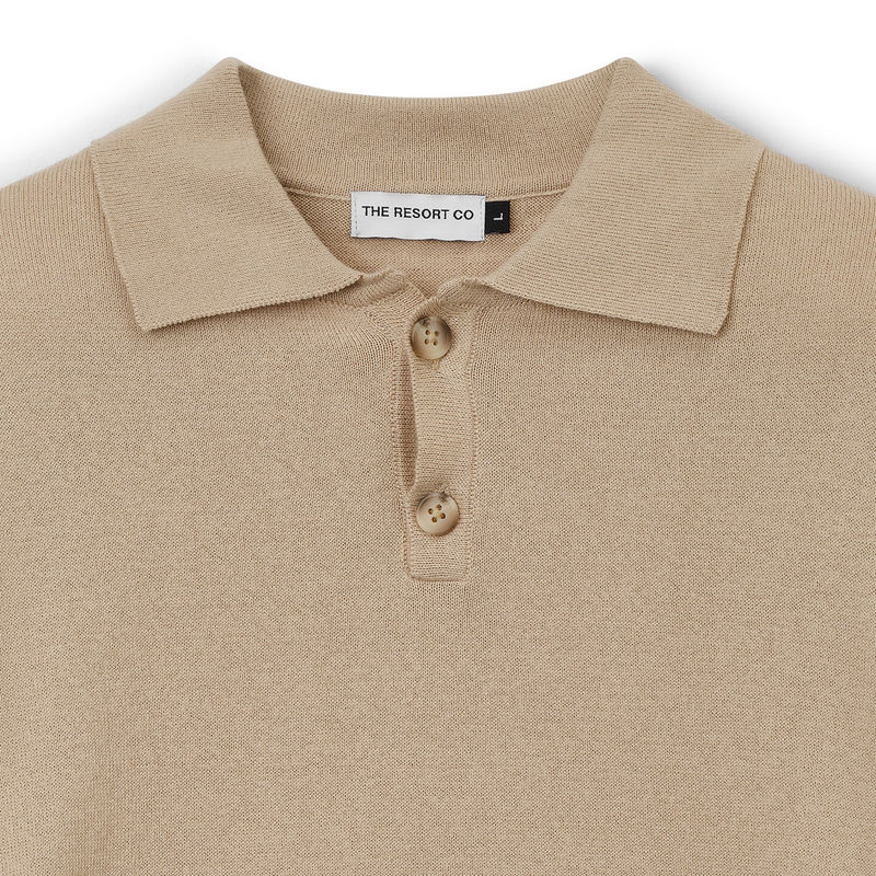 Knitted Polo Shirt Camel