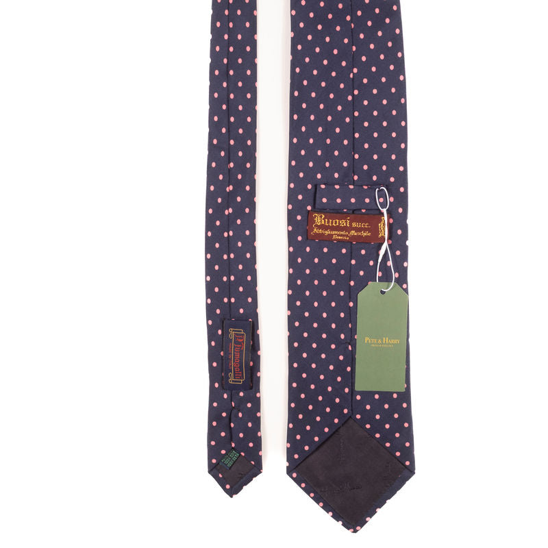 Fumagalli Navy Tie with Pink Dots