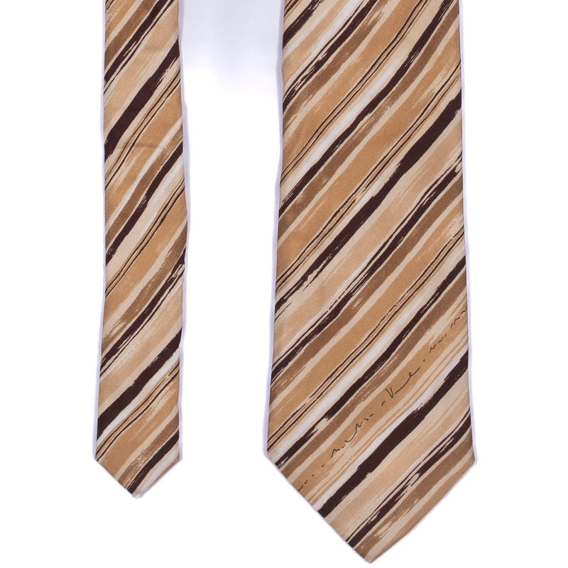 Gianni Versace Beige and Brown Striped Tie