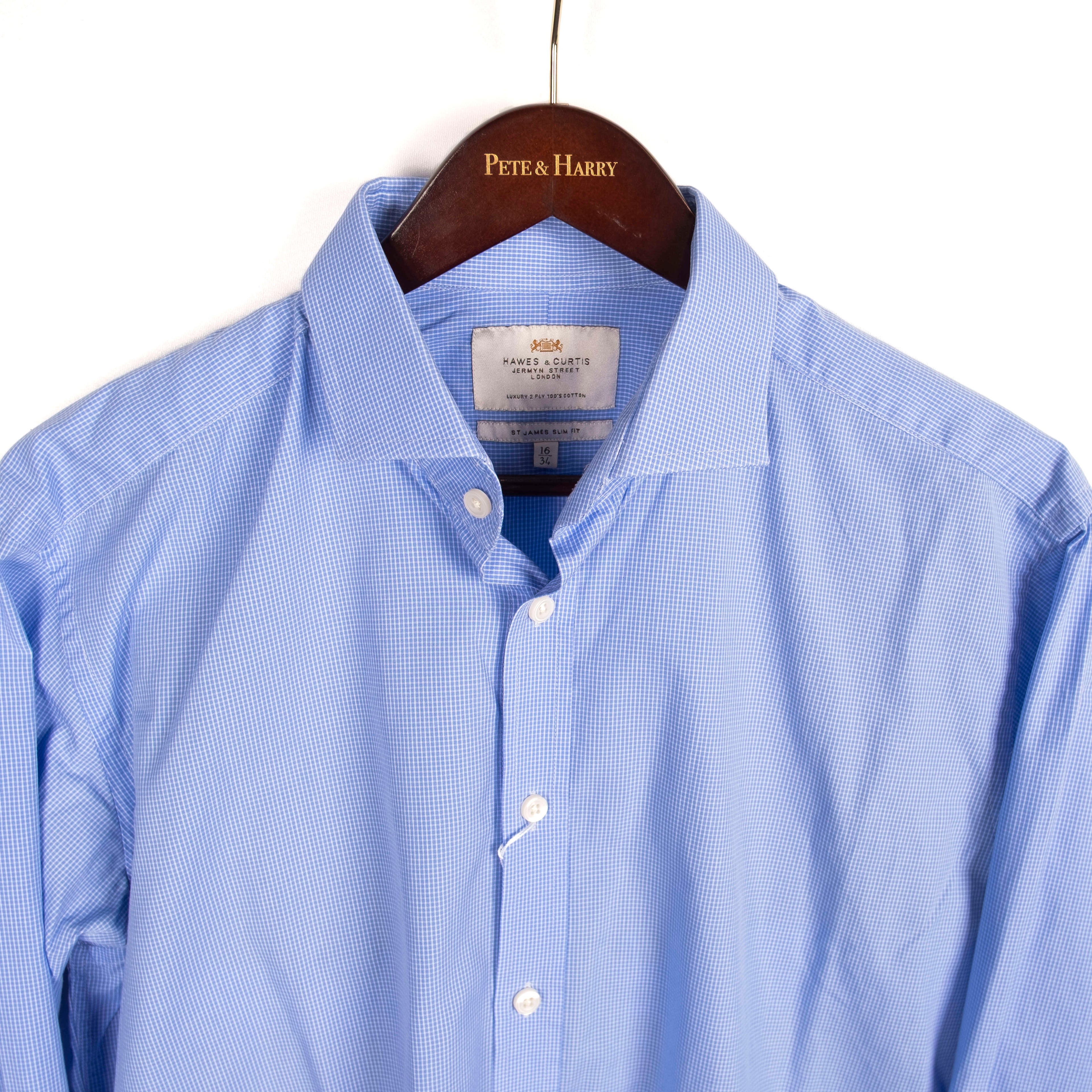 Blue French Cuff Spread Collar Shirt
