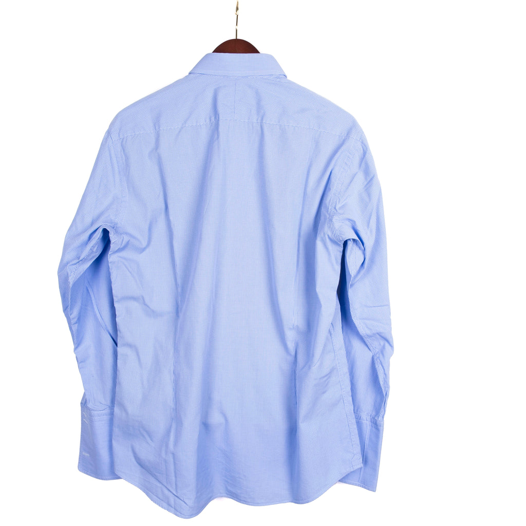 Blue French Cuff Spread Collar Shirt