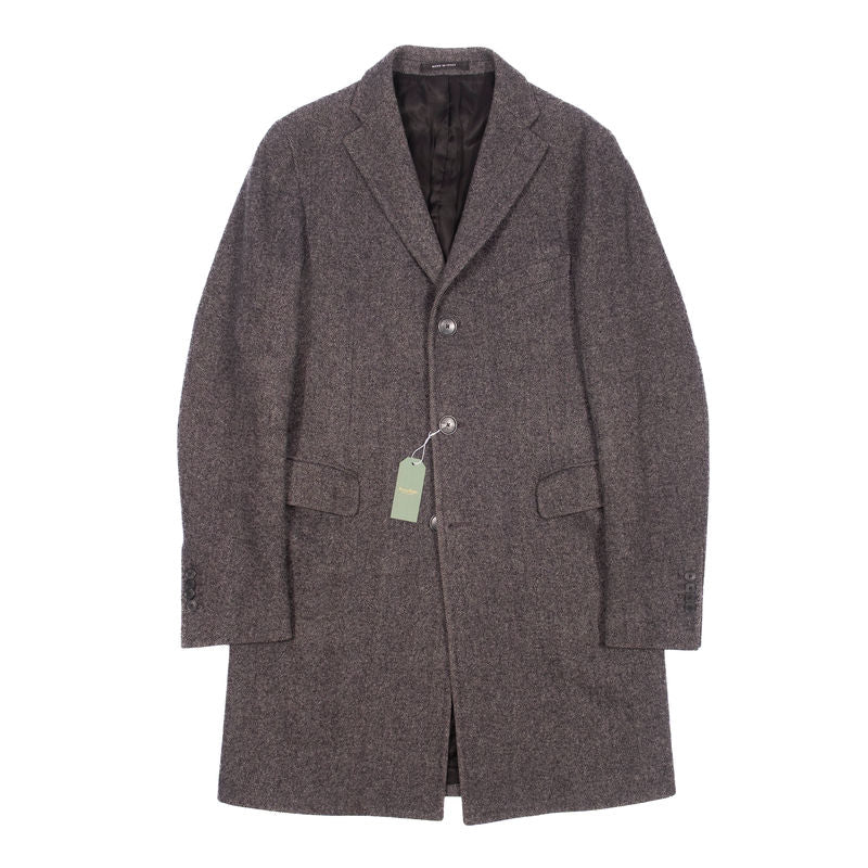 Tagliatore Grey Wool/Cashmere Herringbone Coat