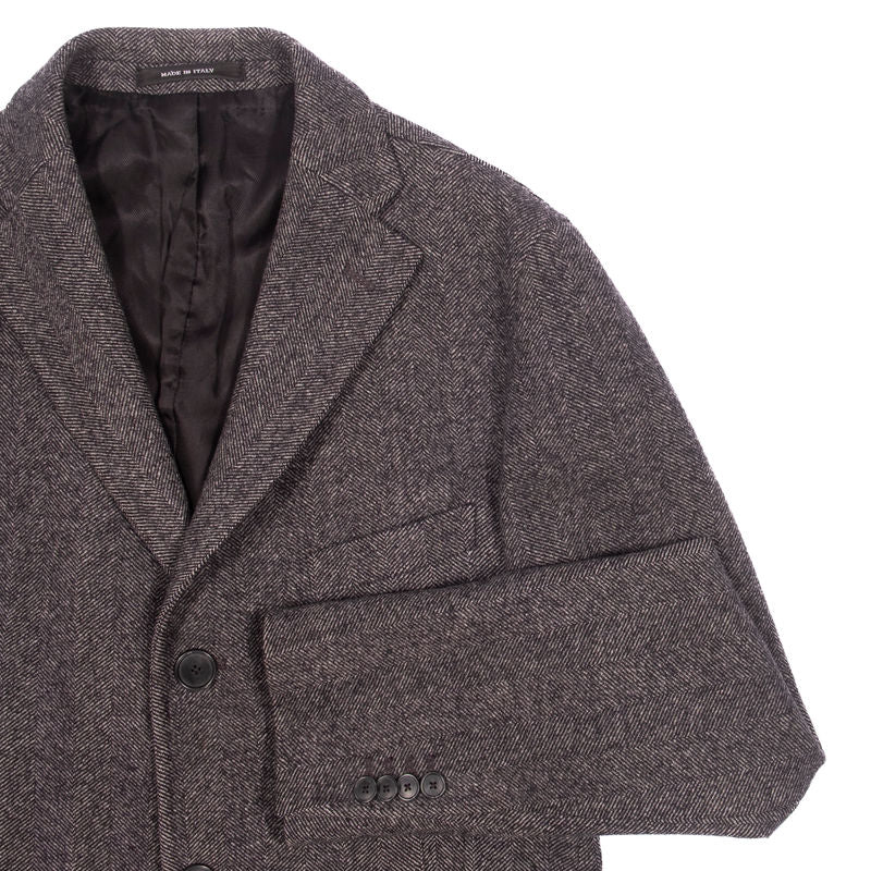 Tagliatore Grey Wool/Cashmere Herringbone Coat
