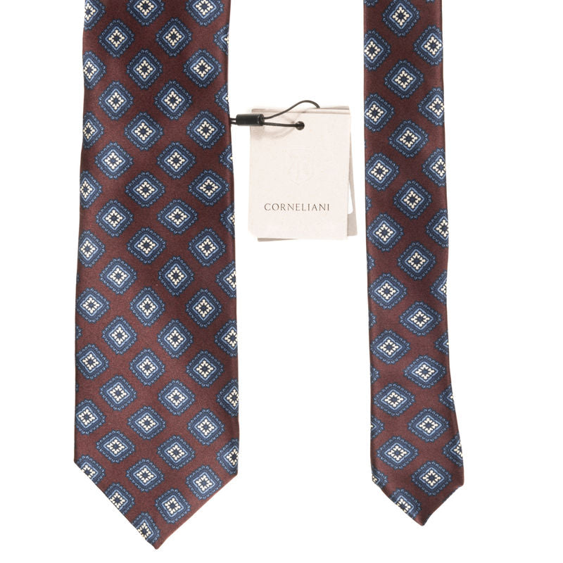 Burgundy Medallion Silk Tie Corneliani