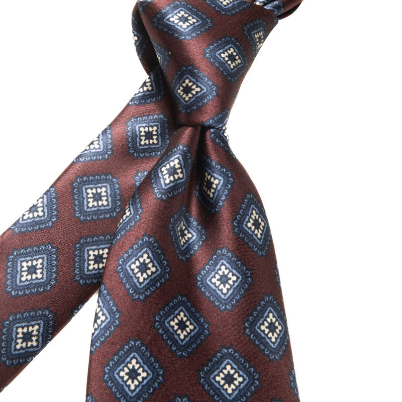 Burgundy Medallion Silk Tie Corneliani