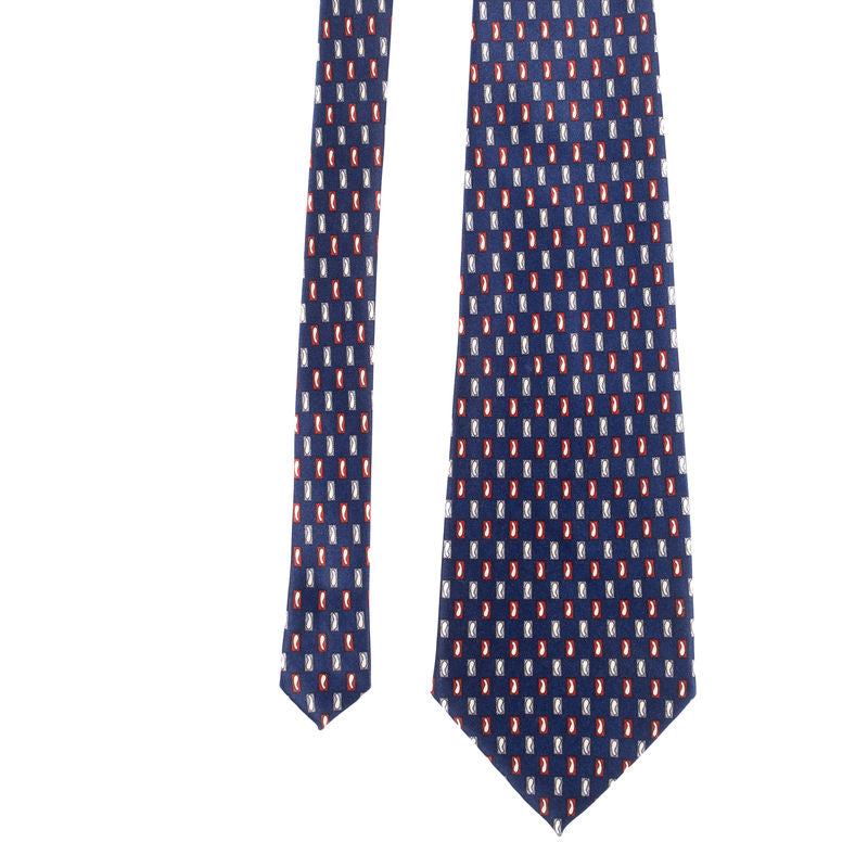 René Chagal Navy Small Patterned Tie