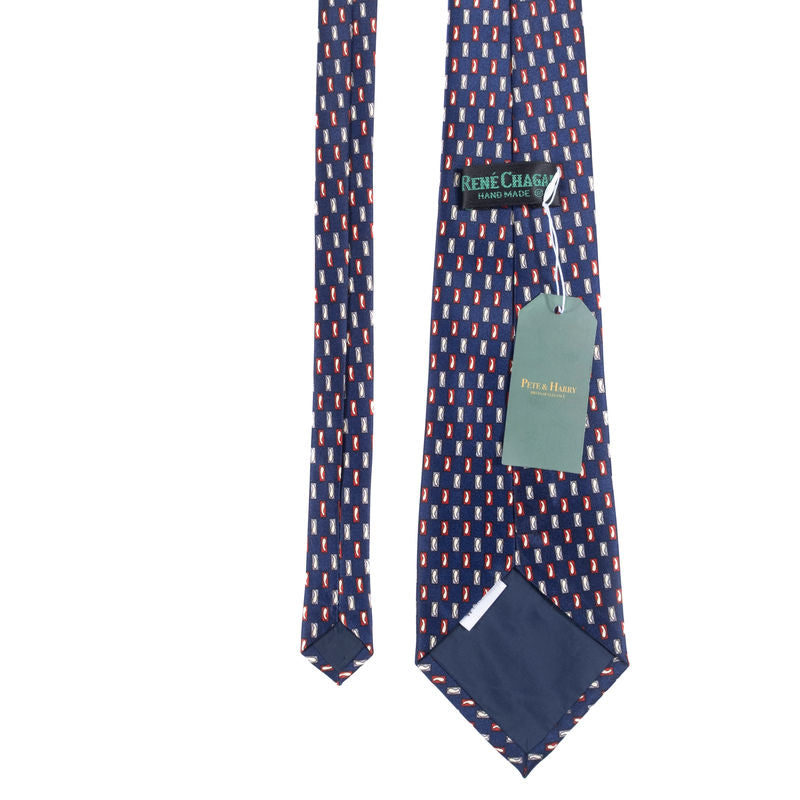 René Chagal Navy Small Patterned Tie