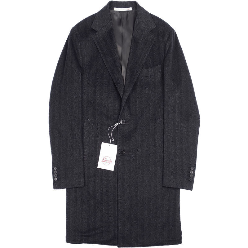 Est Retail Price 20 000 SEK - Neapolitan Hand Tailored Grey Herringbone Coat Sz 48