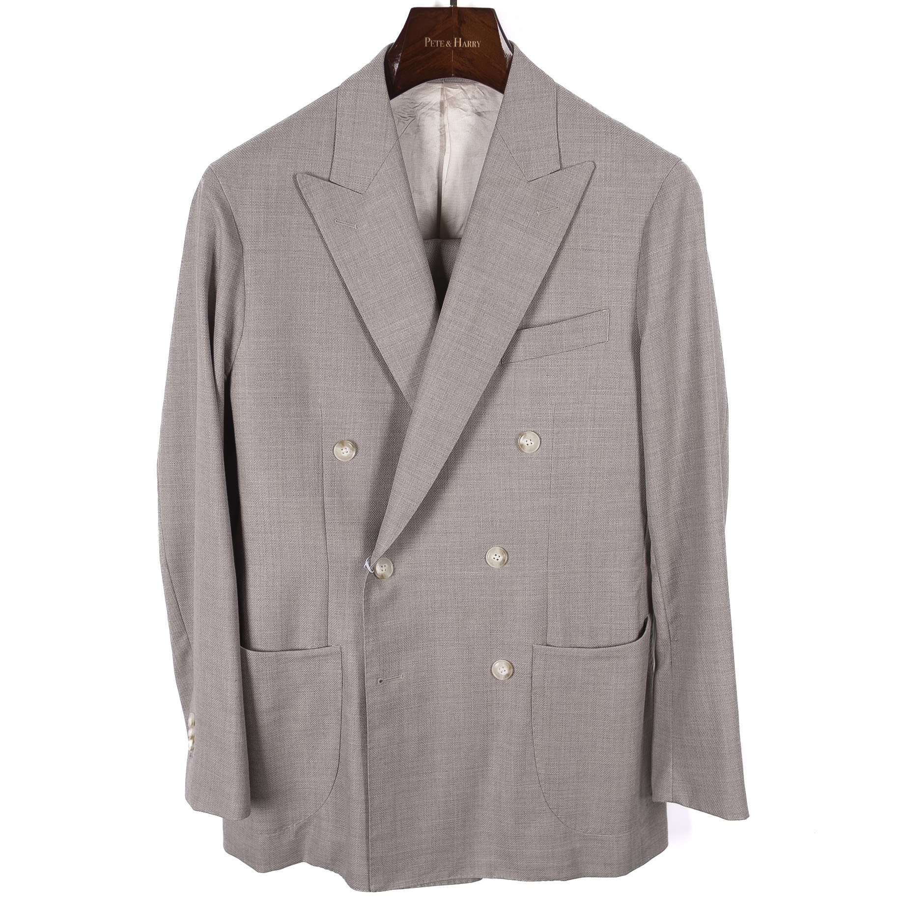 Taupe Double Breasted Casual Suit