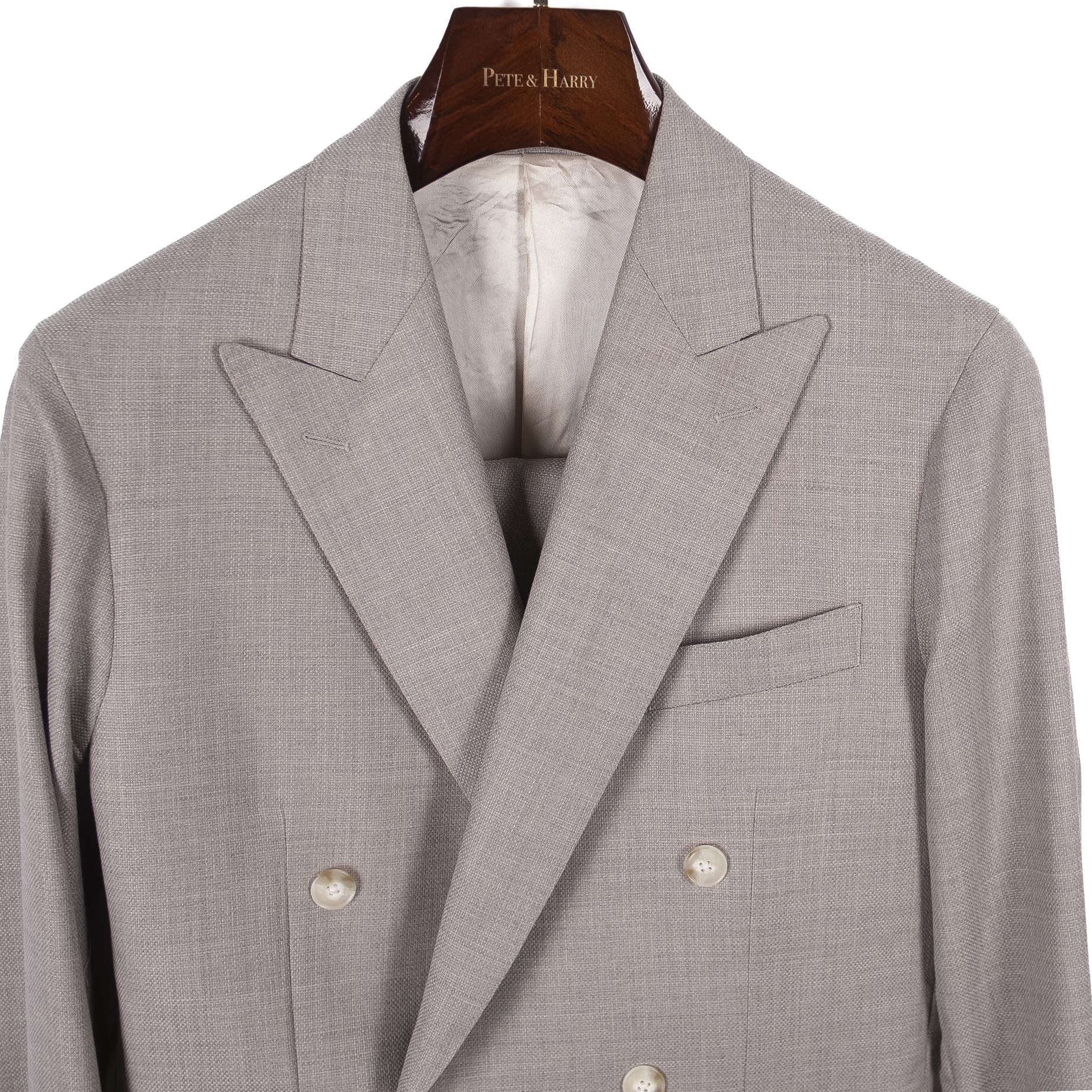 Taupe Double Breasted Casual Suit