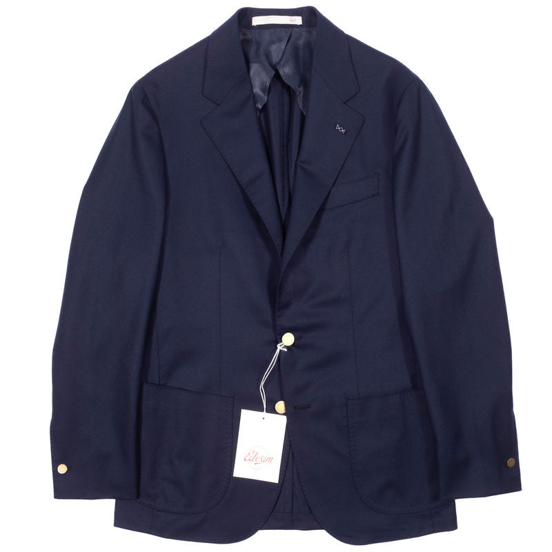 Est Retail Price 12 000 SEK - Eduardo de Simone Navy Drapers Wool Club Blazer, Size 48