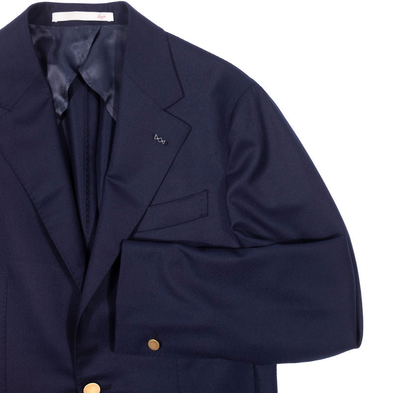 Est Retail Price 12 000 SEK - Eduardo de Simone Navy Drapers Wool Club Blazer, Size 48