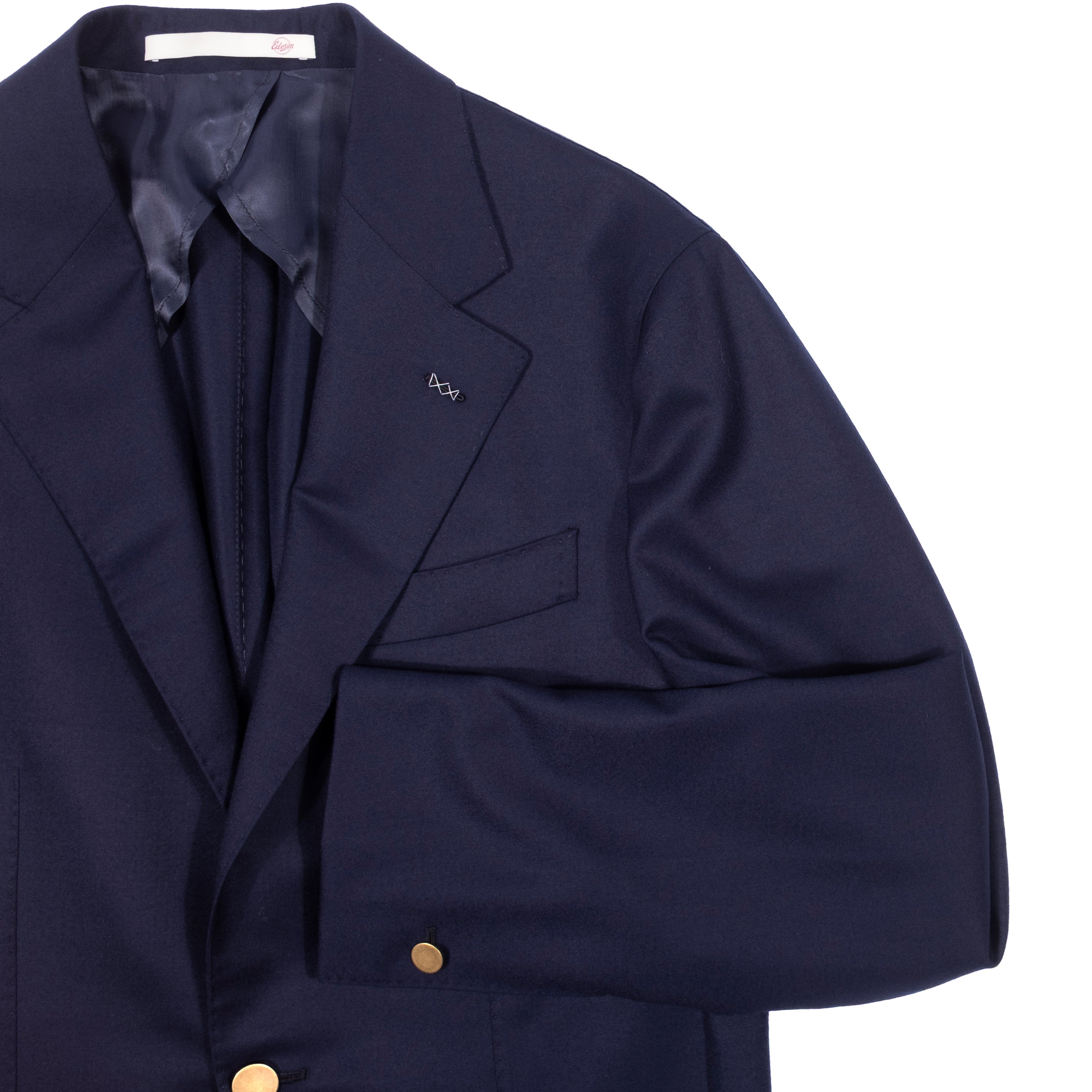 Neapolitan Hand Tailored Navy Drapers Wool Club Blazer, Size 48
