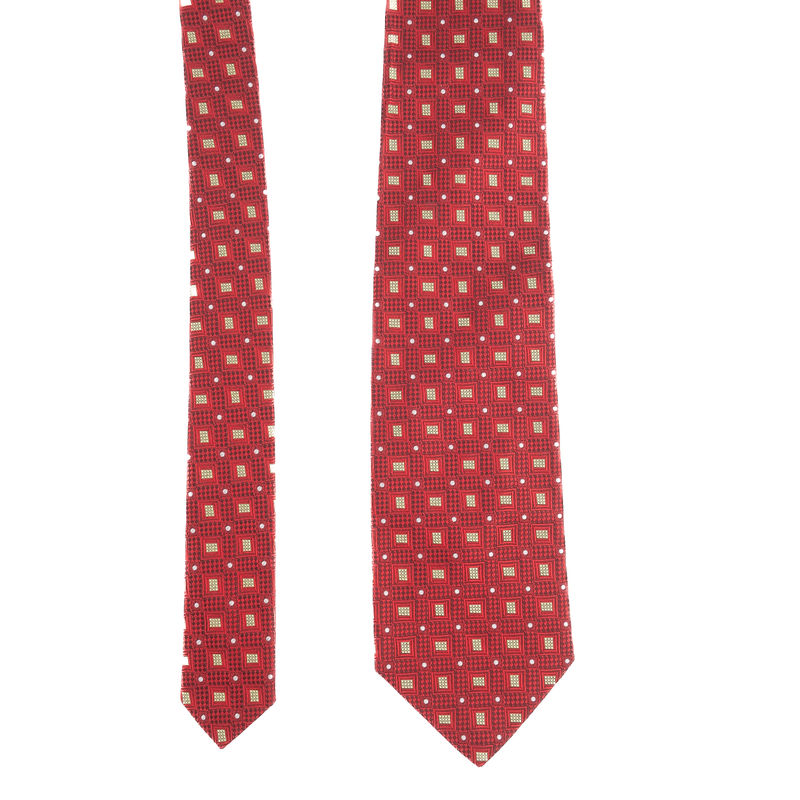 Boss Red Tie with Geometrical Patterns