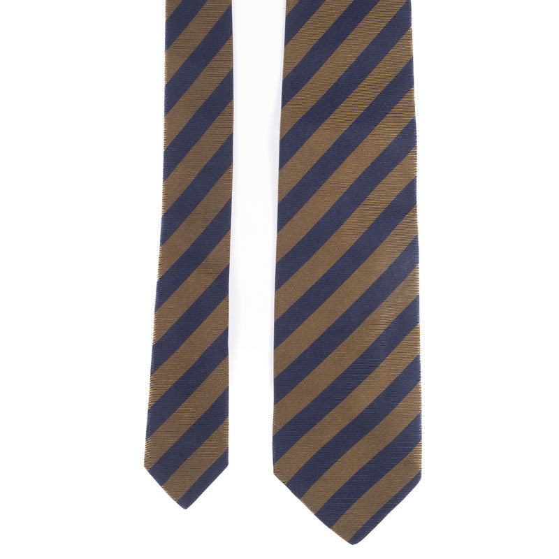 Borrelli Napoli Brown and Navy Striped Tie