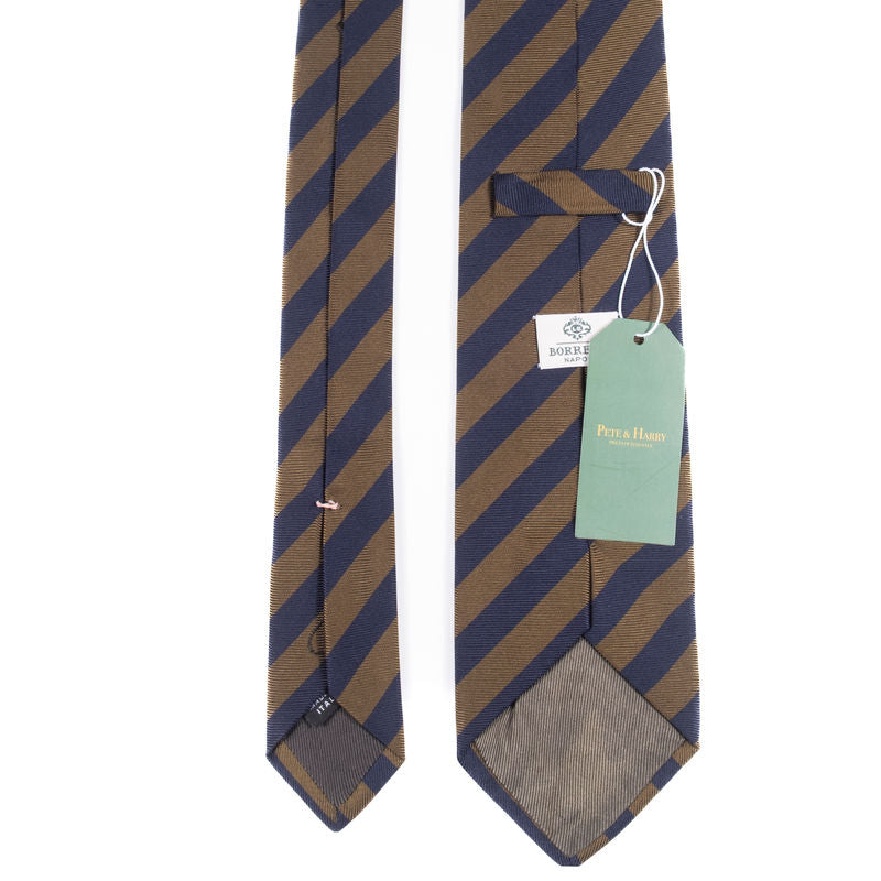 Borrelli Napoli Brown and Navy Striped Tie