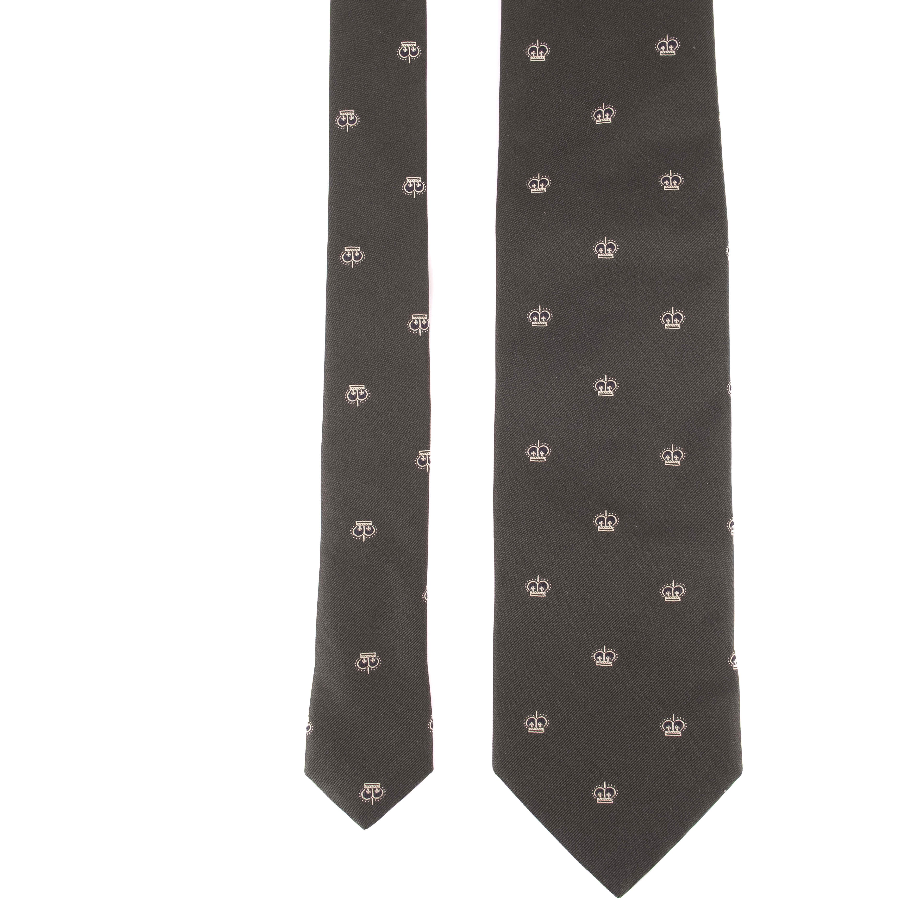 Dark Green Crown Pattern Tie