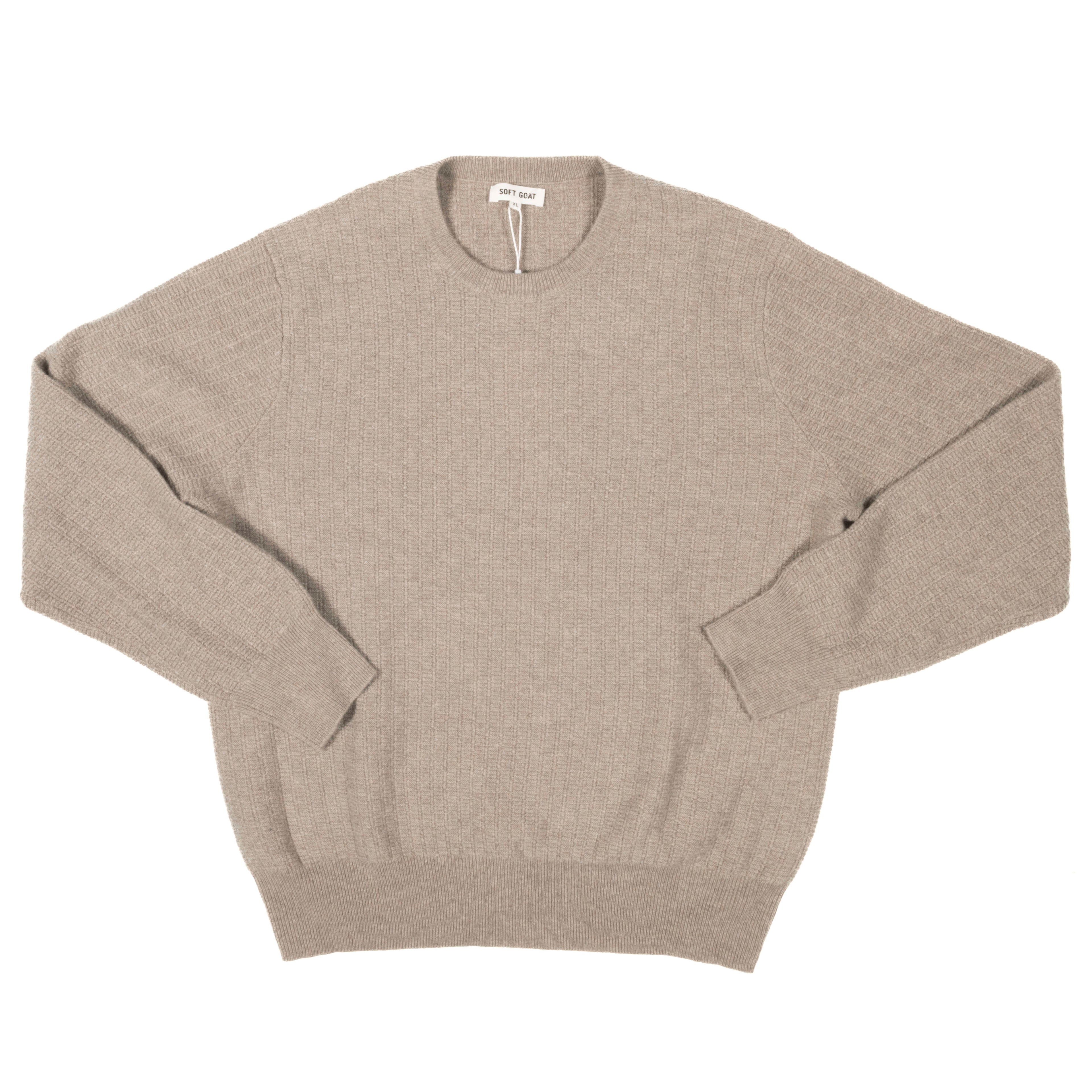 Soft Goat Cashmere Greige Pattern O-neck Sz XL (EU)