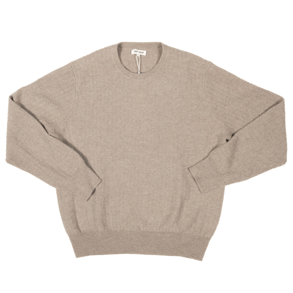 Soft Goat Cashmere Greige Pattern O-neck Sz XL (EU)