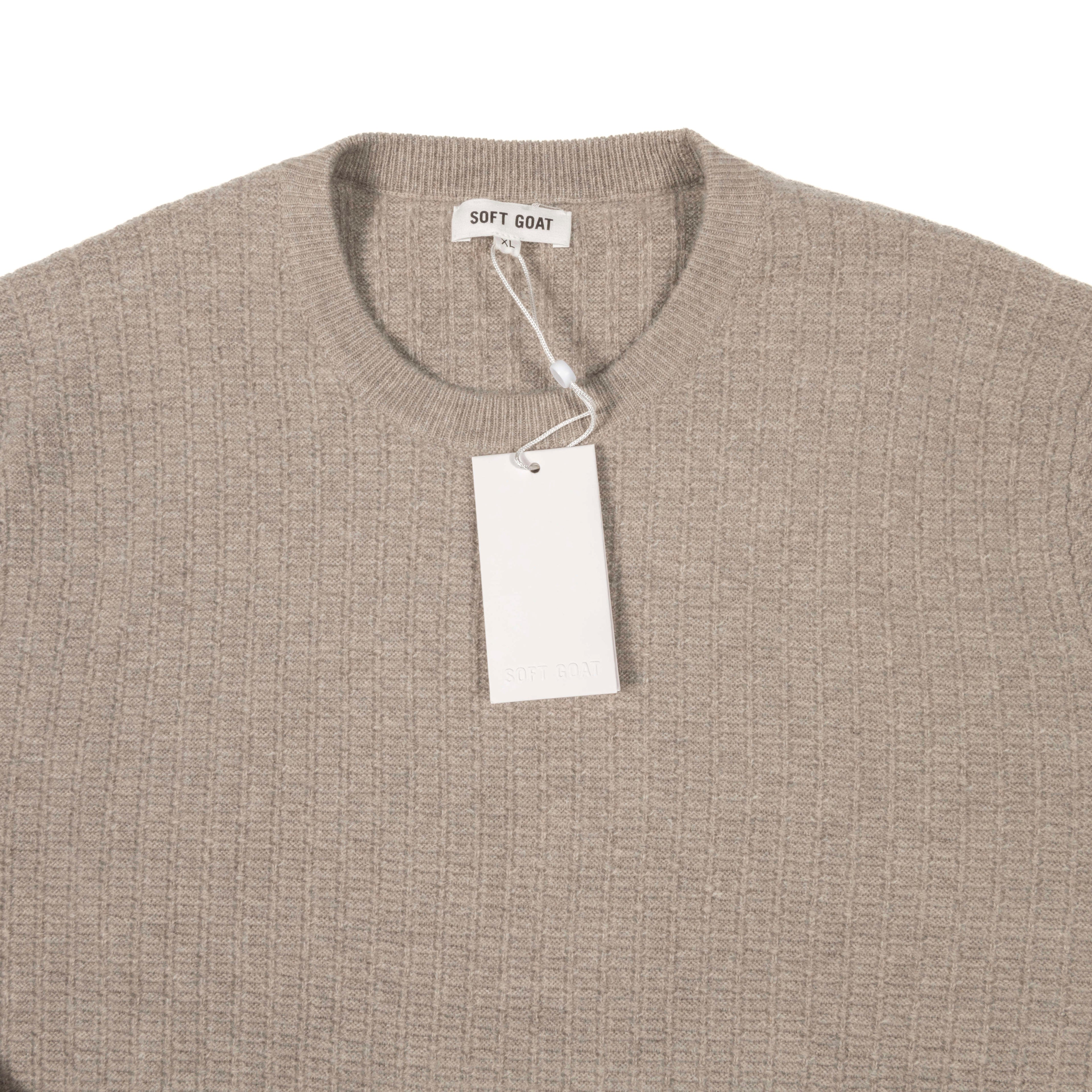 Soft Goat Cashmere Greige Pattern O-neck Sz XL (EU)