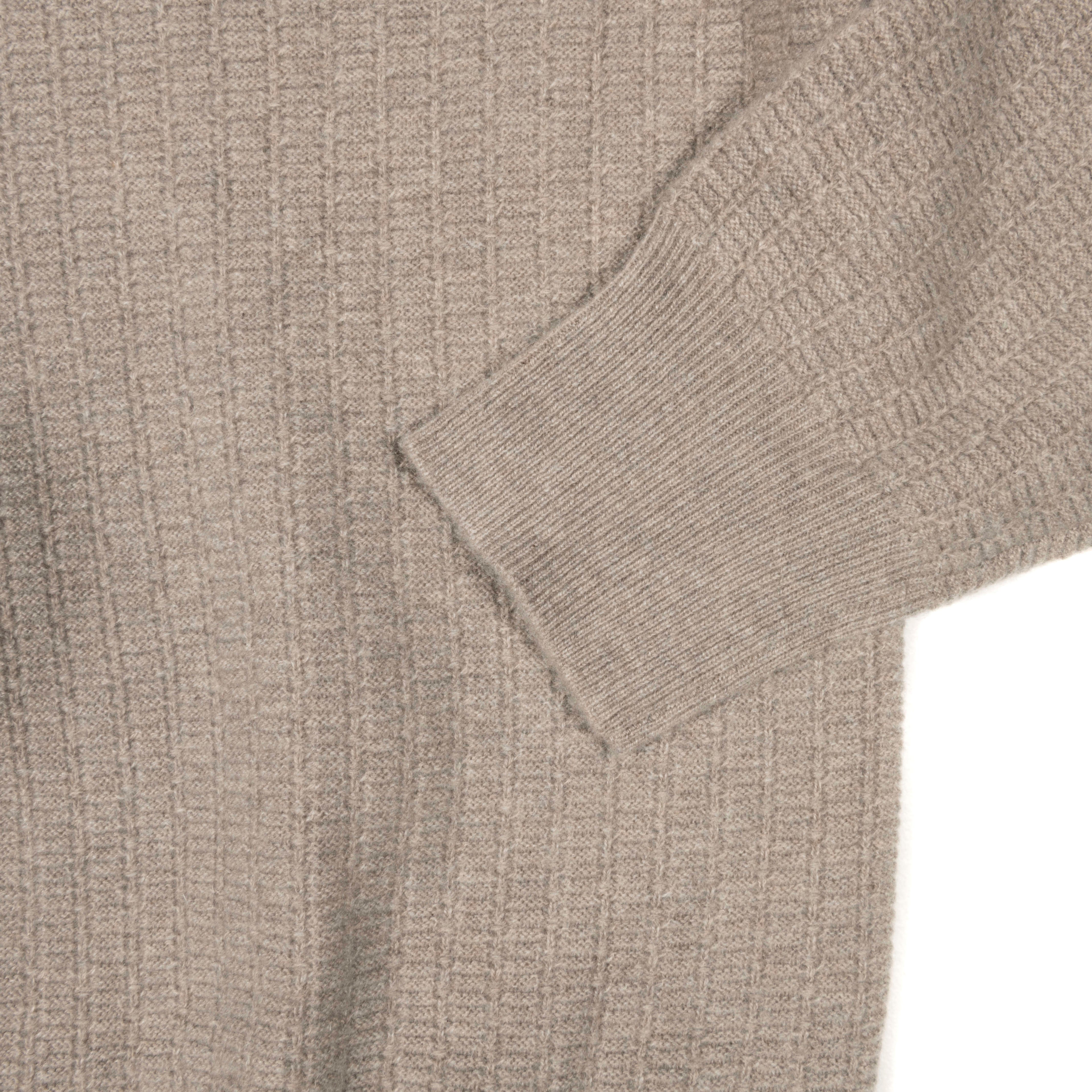 Soft Goat Cashmere Greige Pattern O-neck Sz XL (EU)