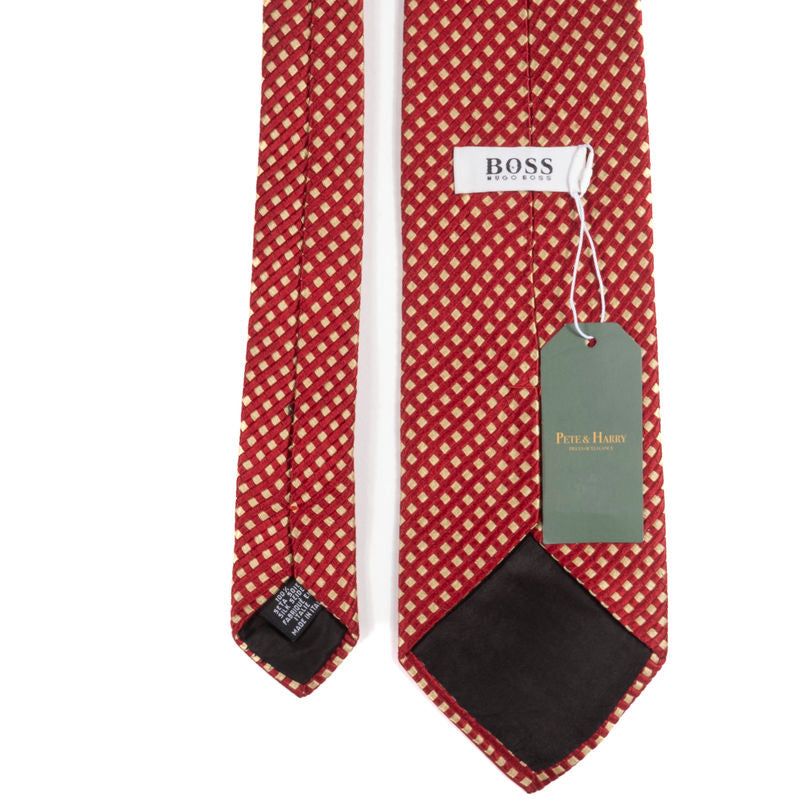 Hugo Boss Red Check Patterned Tie