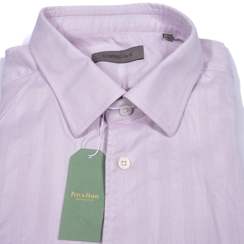 Corneliani Pink Herringbone Shirt