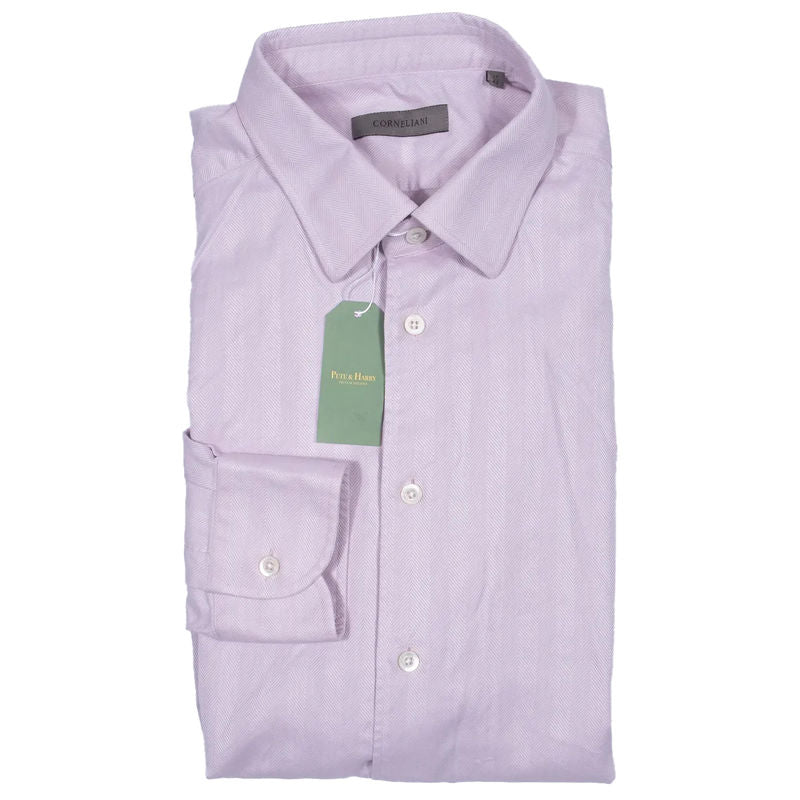 Corneliani Pink Herringbone Shirt