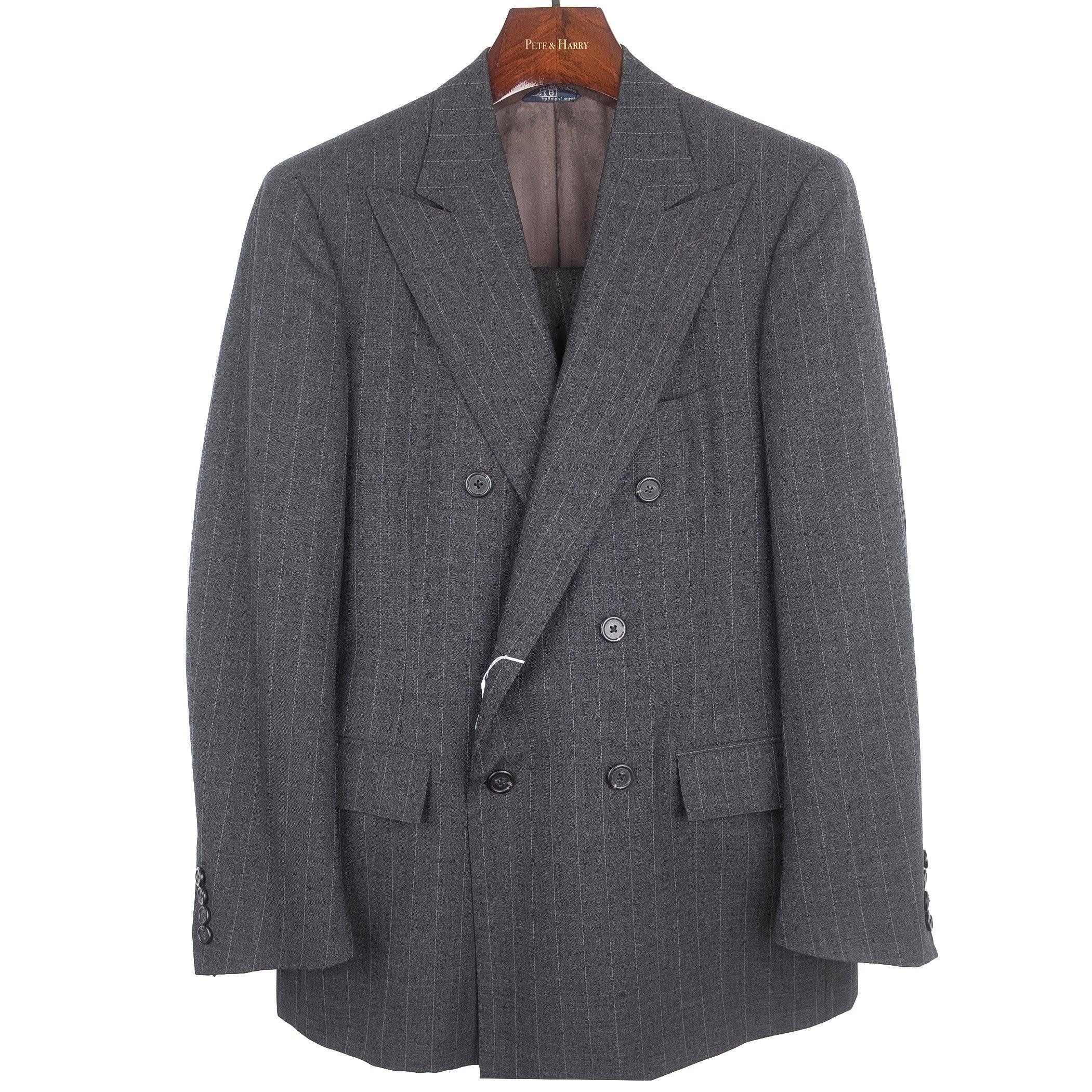Grey Pinstripe Double Breasted Suit