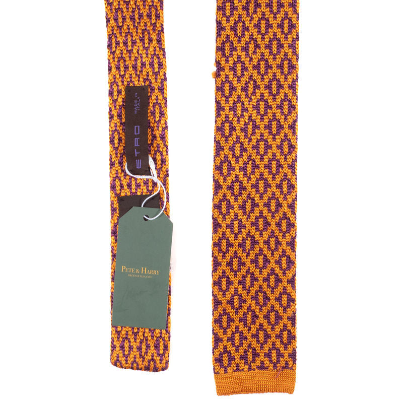Etro Orange Knit Tie