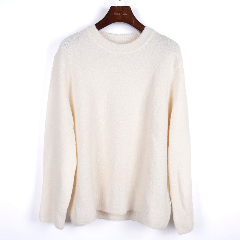 White Wool Bouclé Crewneck
