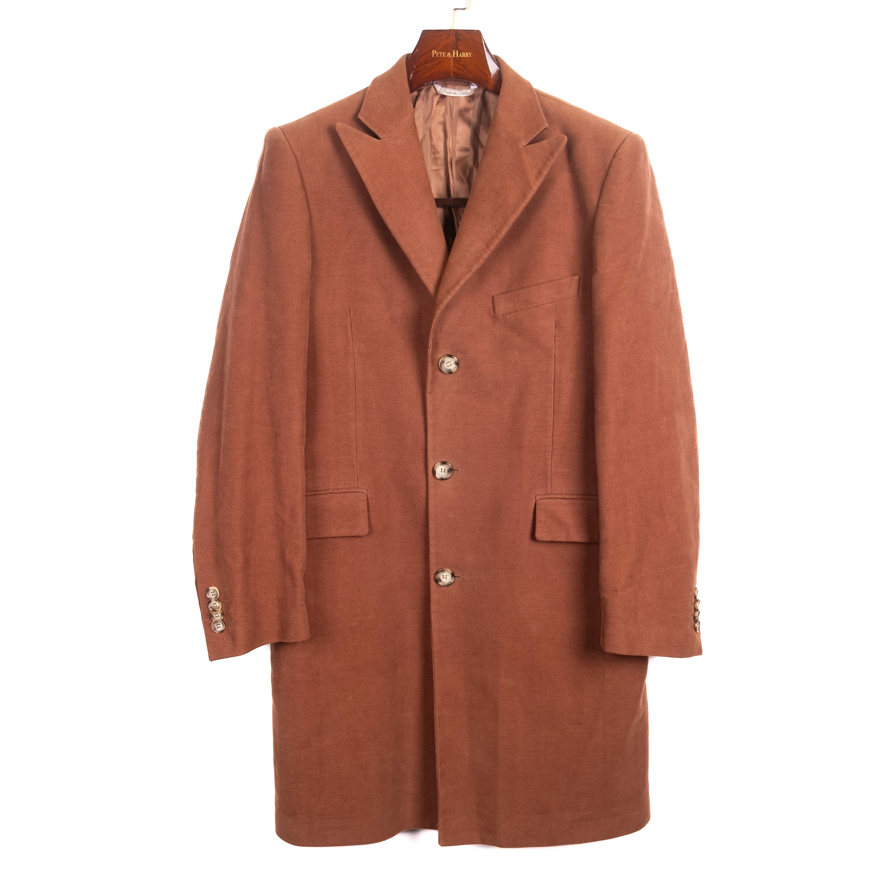 Brown Peak Lapel Moleskin Coat