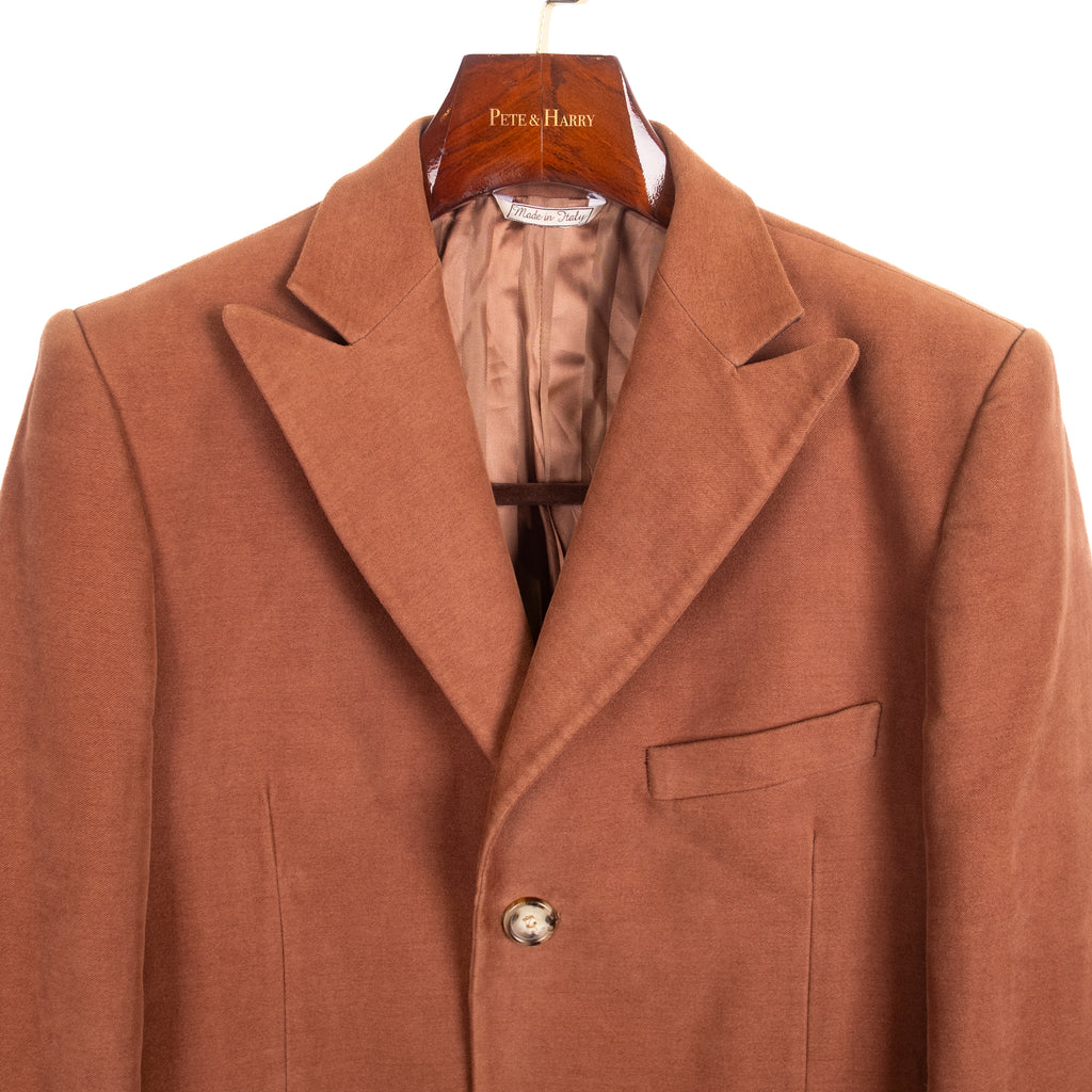 Brown Peak Lapel Moleskin Coat