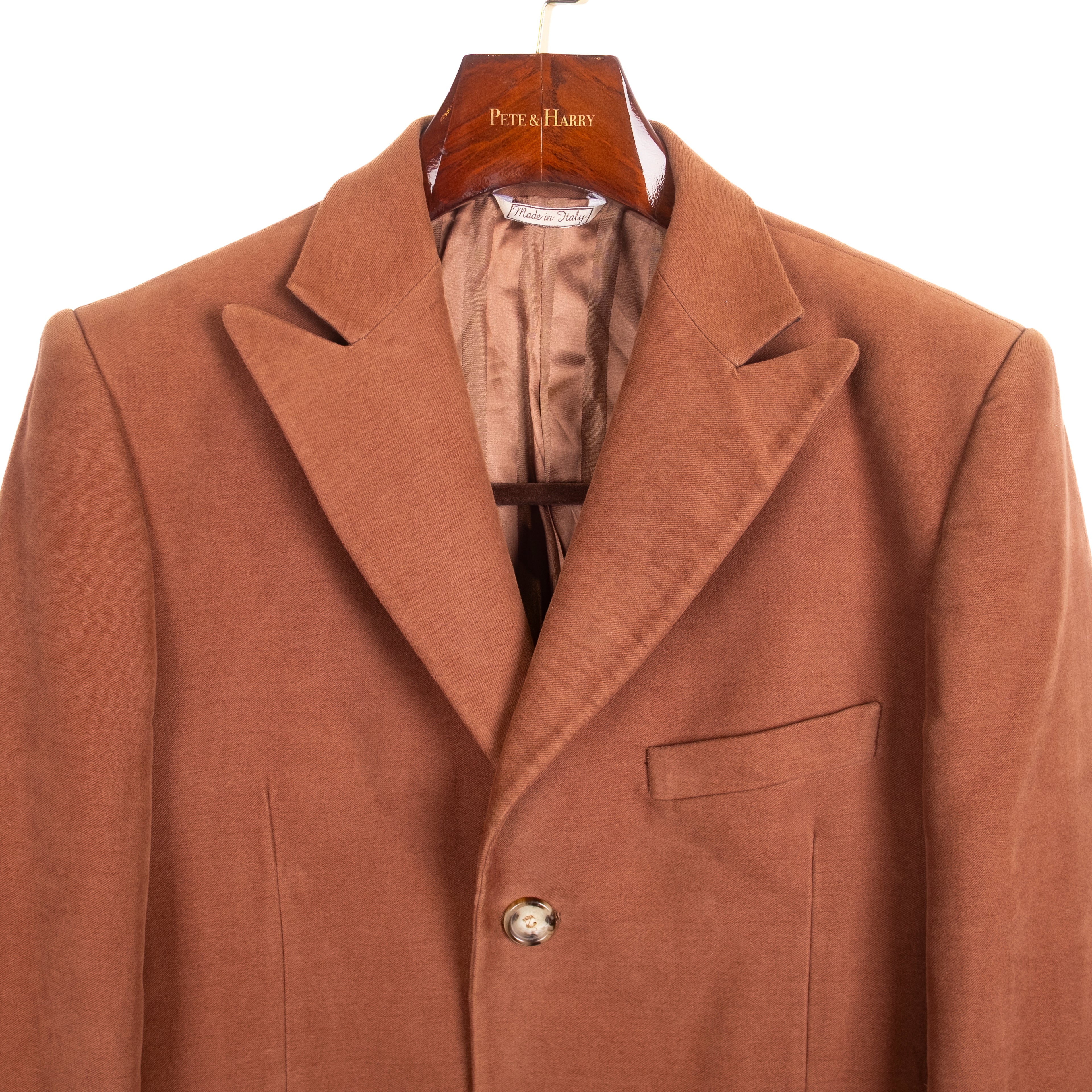 Brown Peak Lapel Moleskin Coat