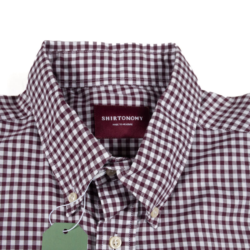 Shirtonomy Burgundy Checks Buttondown Shirt Sz 40
