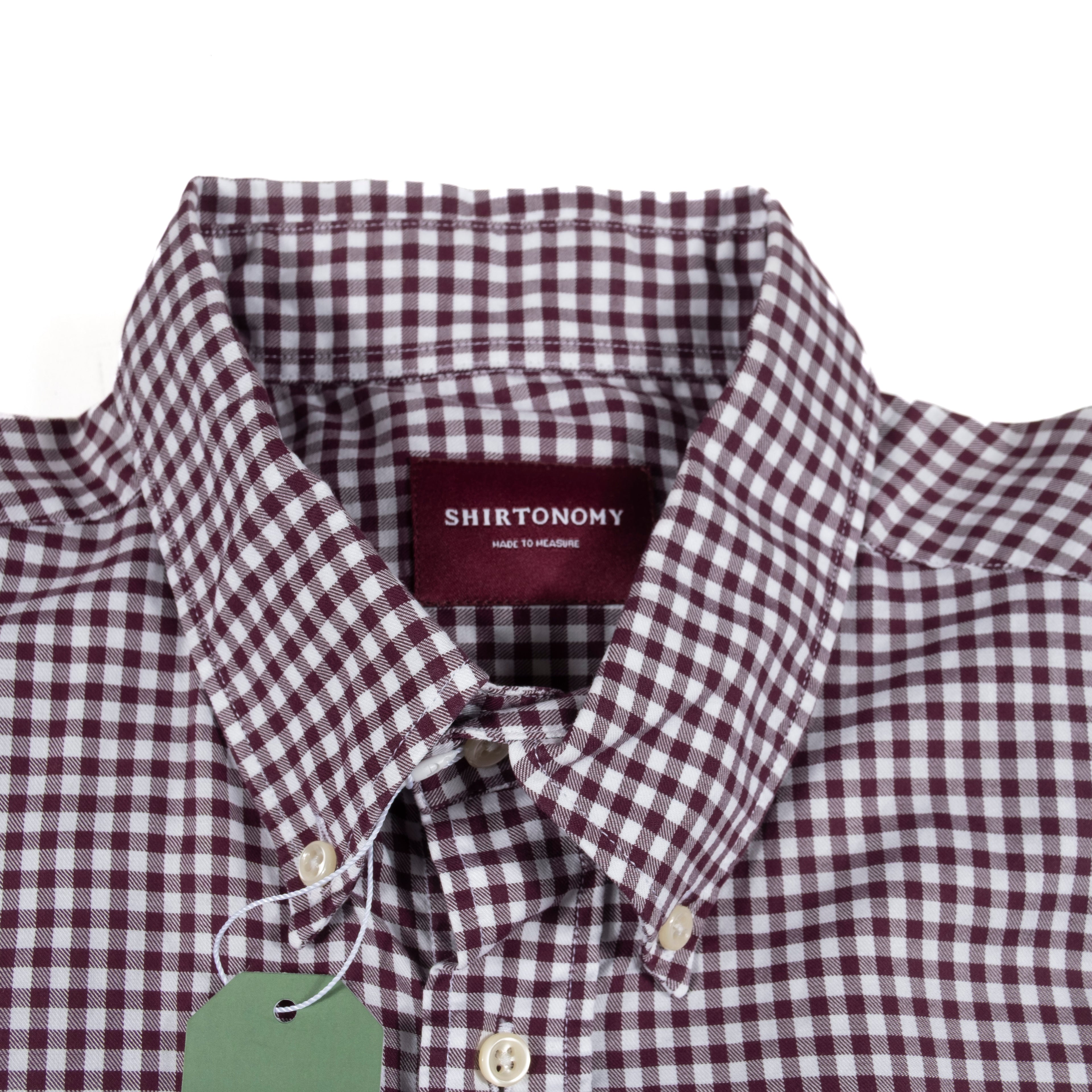 Shirtonomy Burgundy Checks Buttondown Shirt Sz 40