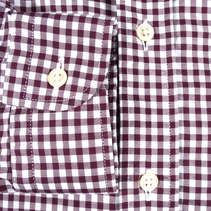 Shirtonomy Burgundy Checks Buttondown Shirt Sz 40